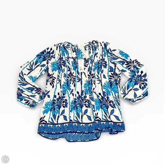 Top Long Sleeve Designer By Lilly Pulitzer In Blue & White, Size: L
