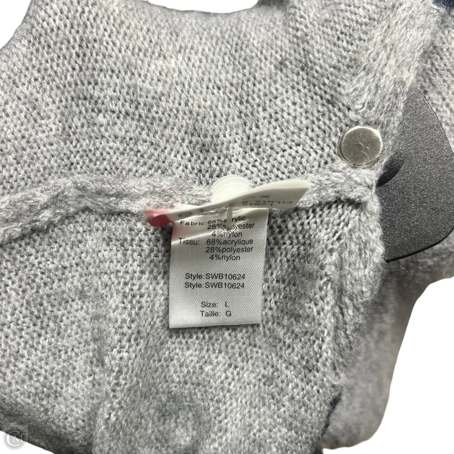 Sweatshirt Hoodie By Elan In Blue & Grey, Size: L
