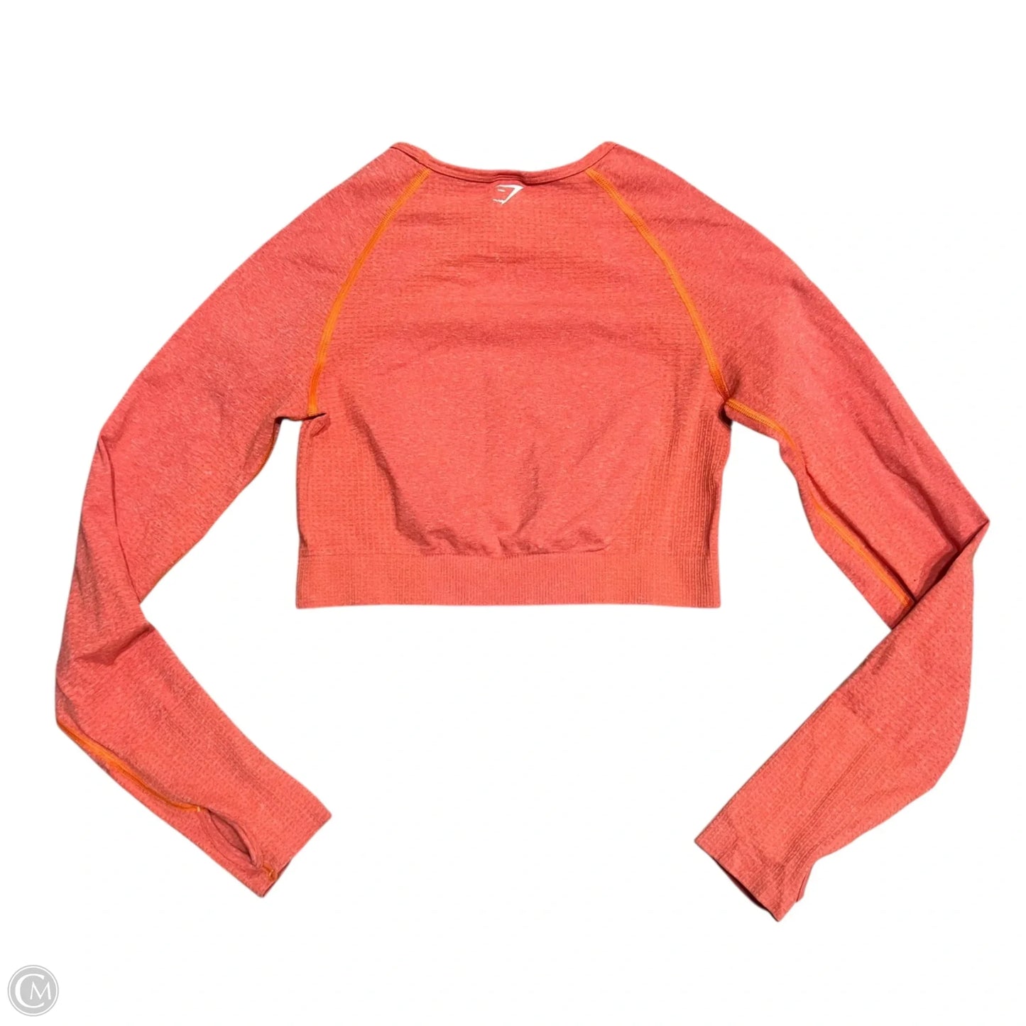 Athletic Top Long Sleeve Crewneck By Gym Shark In Orange, Size: M