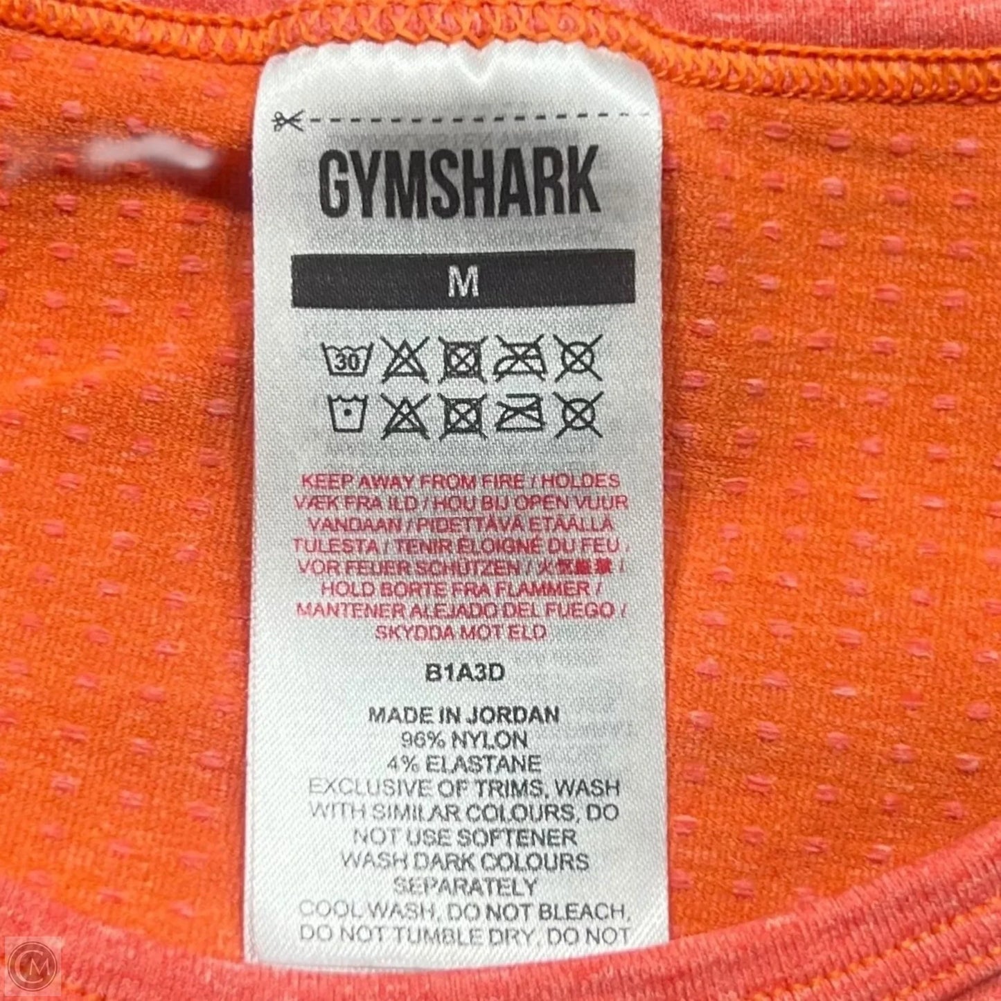 Athletic Top Long Sleeve Crewneck By Gym Shark In Orange, Size: M