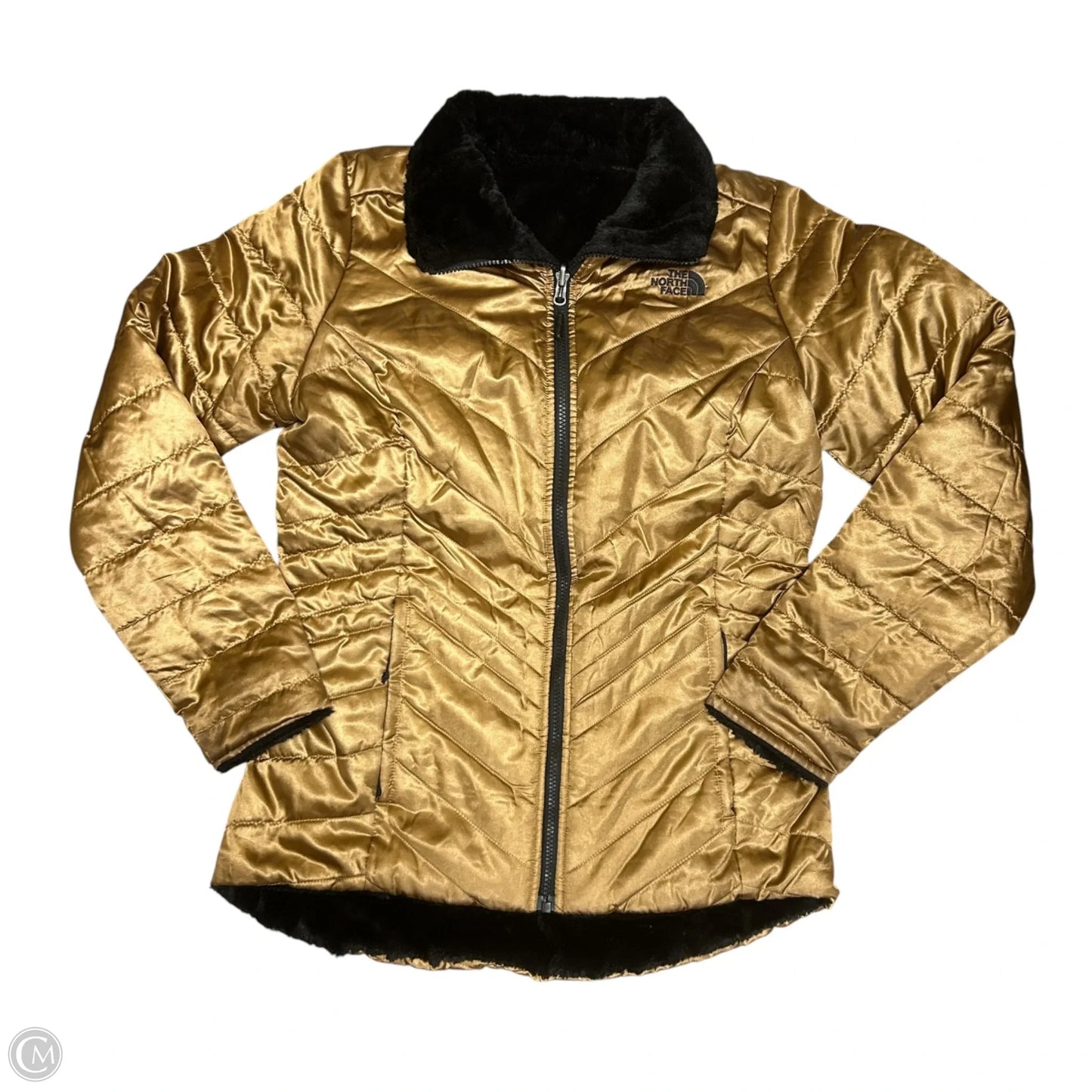 Coat Puffer & Quilted By The North Face In Black & Gold, Size: M