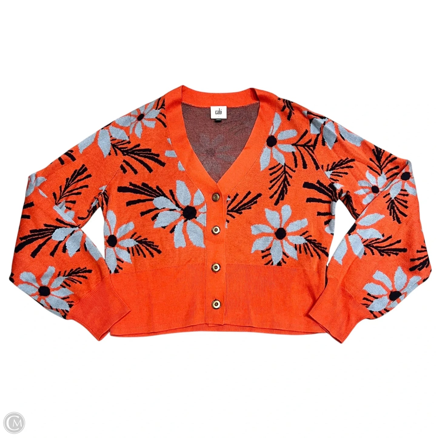 Sweater Cardigan By Cabi In Blue & Orange, Size: S