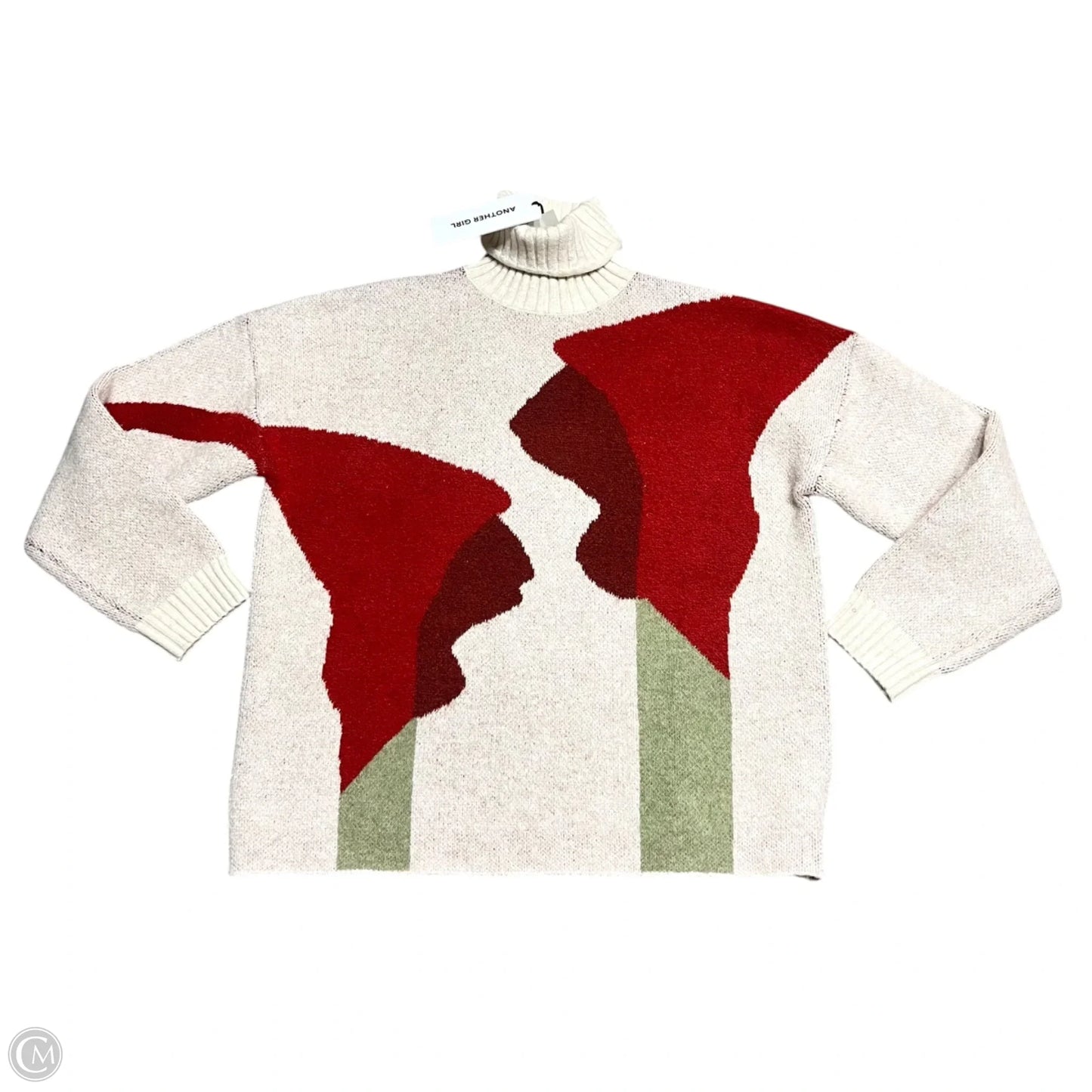 Sweater By Another Girl In Cream & Red, Size: M