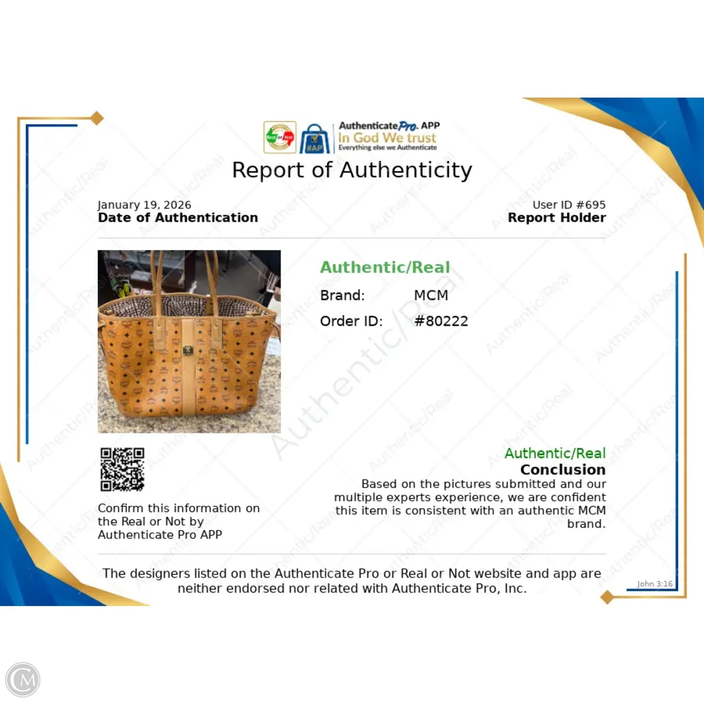 Tote Luxury Designer By Mcm, Size: Large