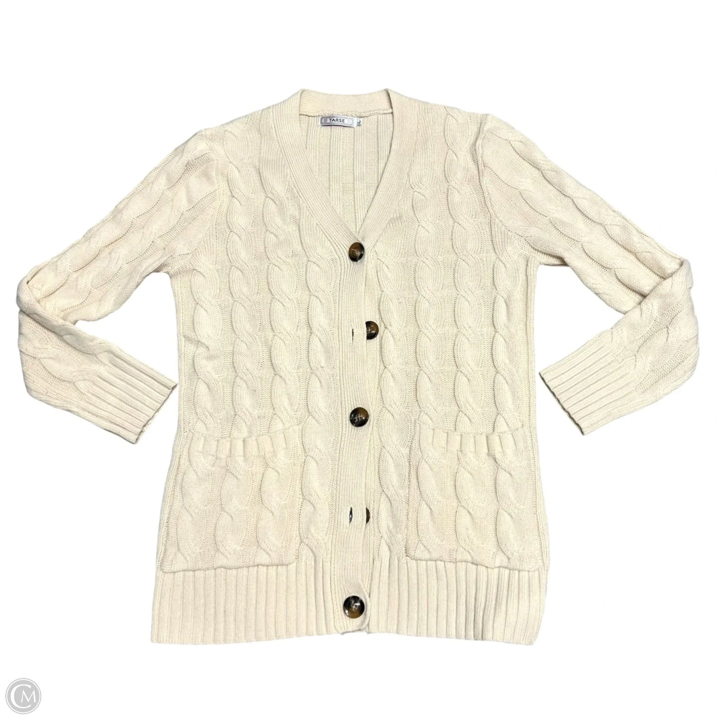 Sweater Cardigan By Tarse In Cream, Size: L