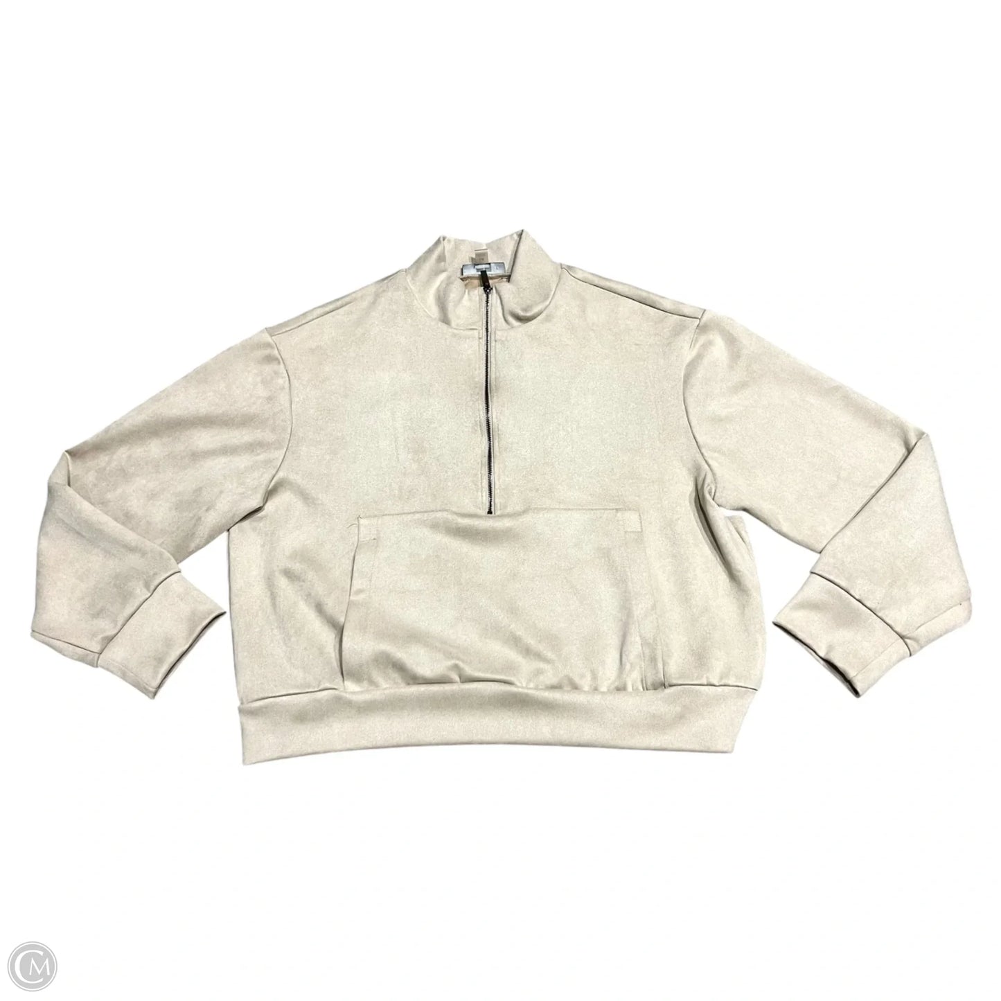 Sweatshirt Hoodie By Tahari In Tan, Size: L