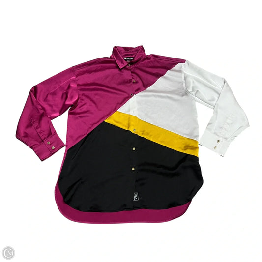 Top Long Sleeve Designer By Karl Lagerfeld In Black & Pink, Size: M