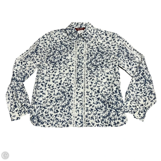 Top Long Sleeve Designer By Max Mara In Blue & White, Size: Xs