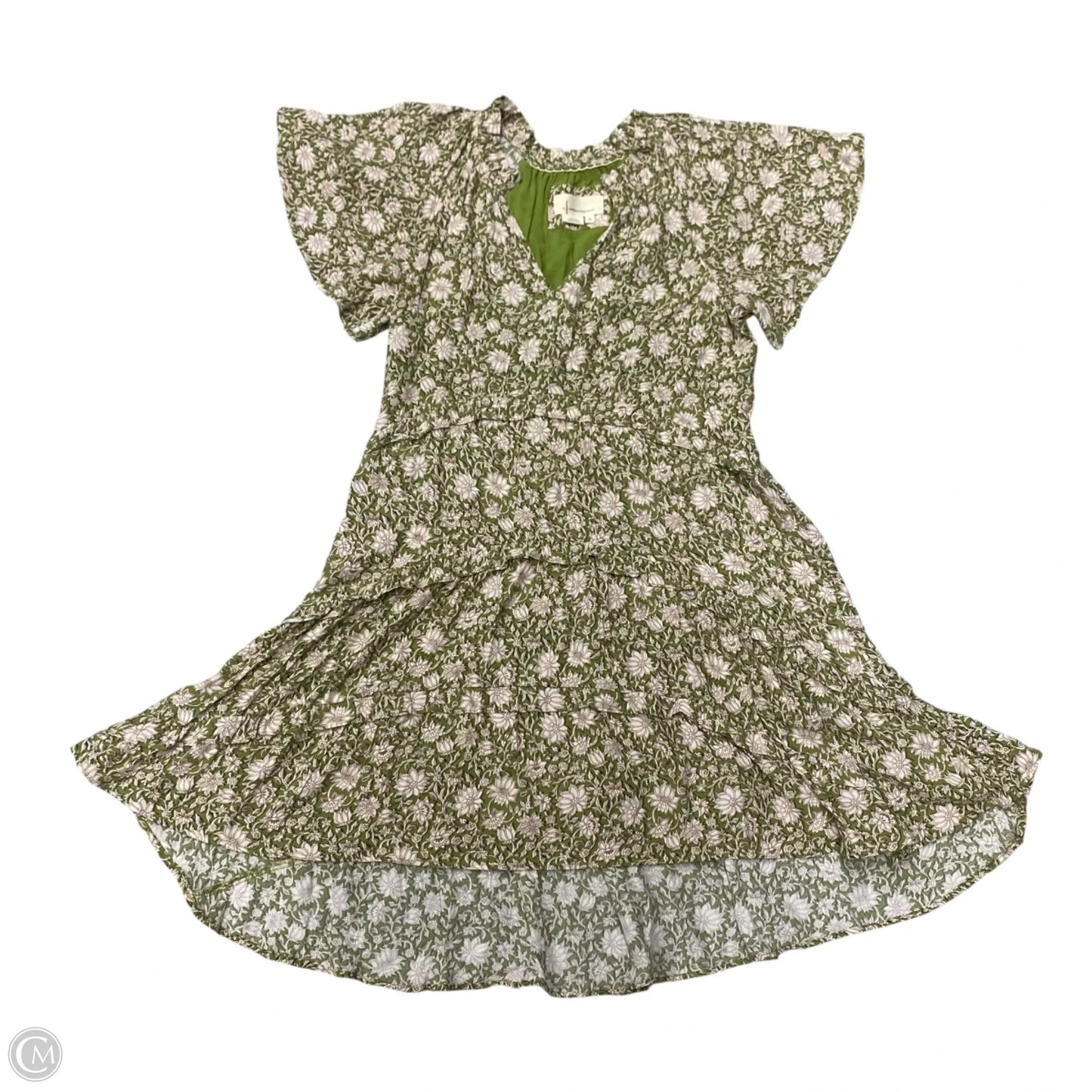 Dress Casual Short By Anthropologie In Cream & Green, Size: Xs
