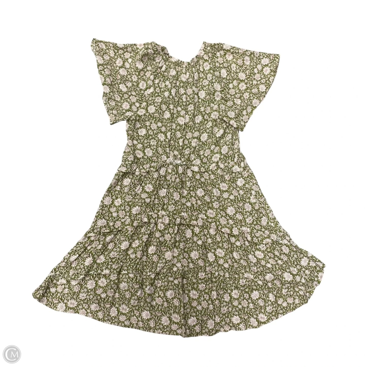Dress Casual Short By Anthropologie In Cream & Green, Size: Xs