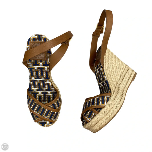 Sandals Designer By Tory Burch In Blue & Brown, Size: 6