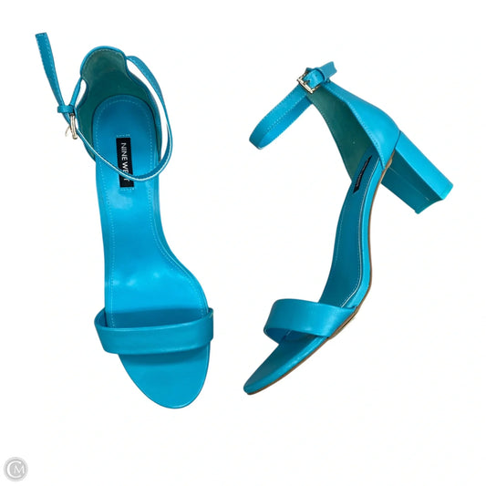 Sandals Heels Block By Nine West In Blue, Size: 12