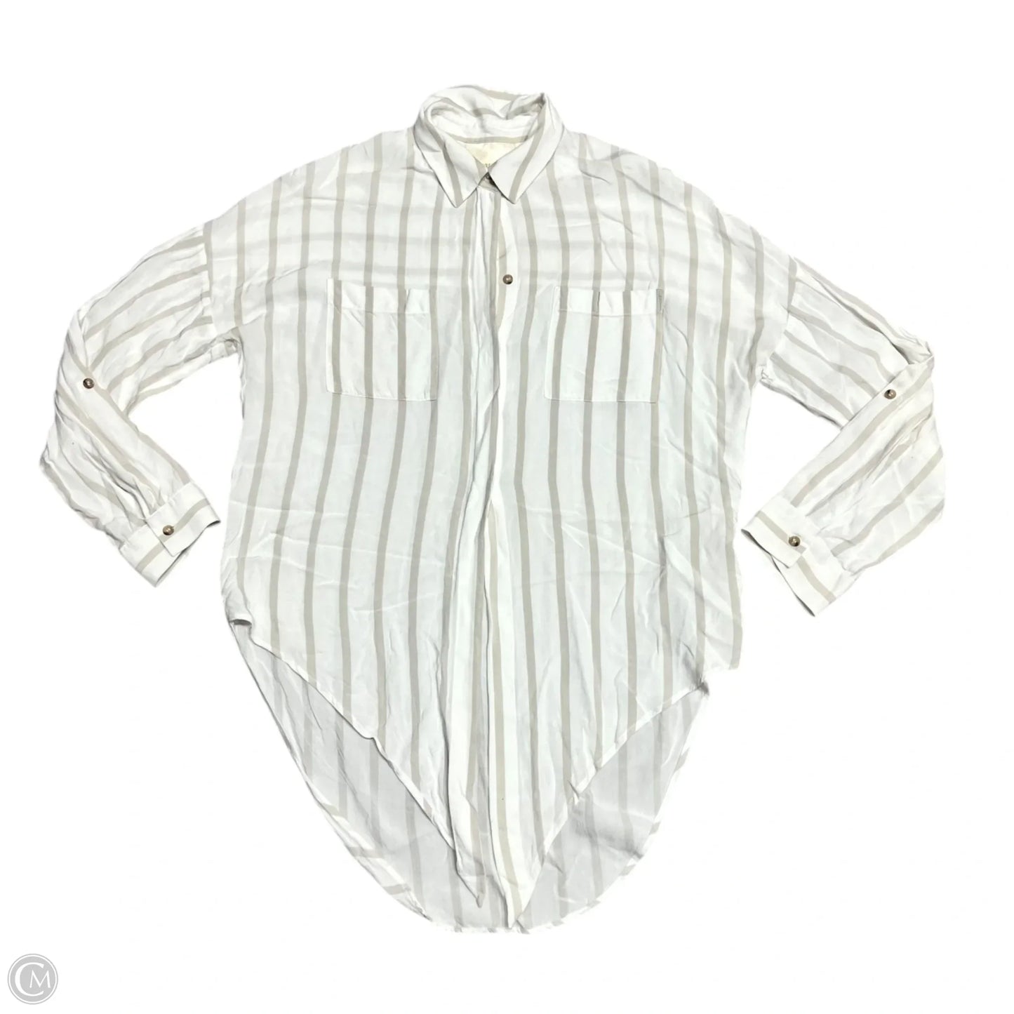 Top Long Sleeve By Maeve In Tan & White, Size: Xs