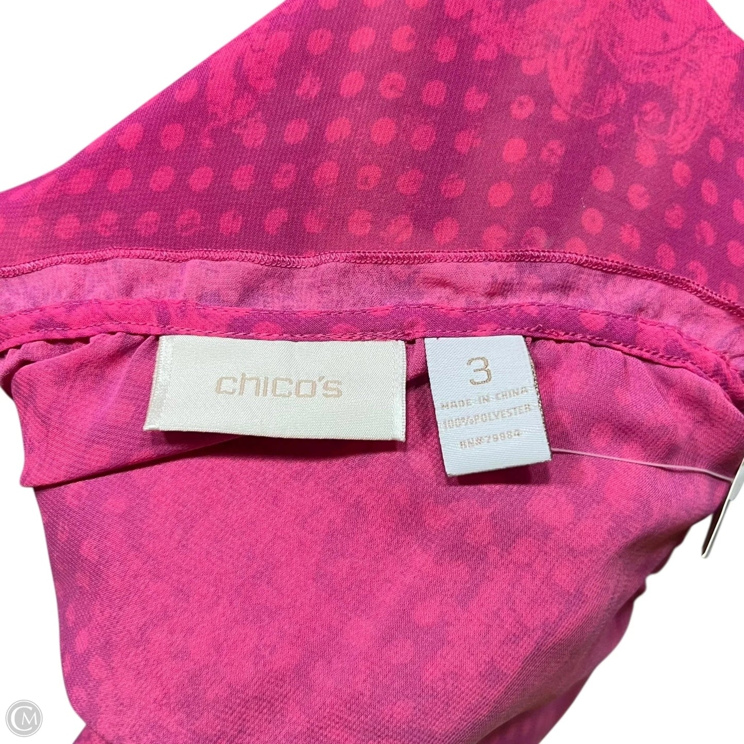 Top Short Sleeve By Chicos In Gold & Pink, Size: Xl