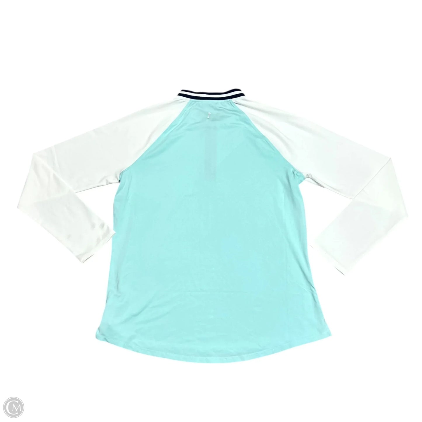 Athletic Top Long Sleeve Collar By Belyn Key In Blue & White, Size: S
