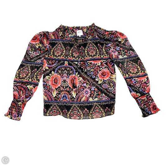 Top Long Sleeve Designer By Misa In Black & Pink, Size: Xs