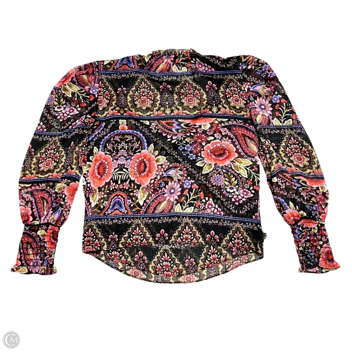Top Long Sleeve Designer By Misa In Black & Pink, Size: Xs