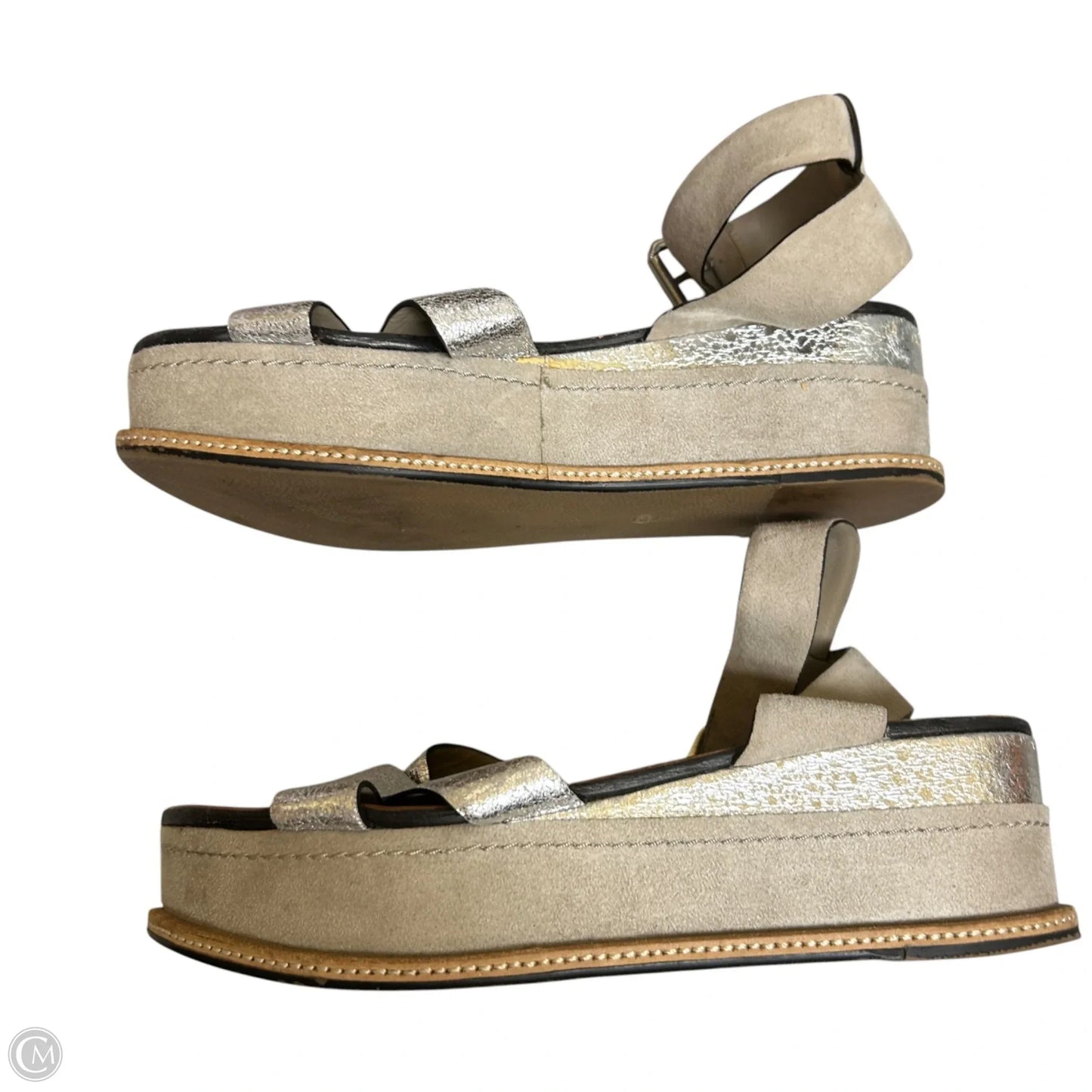 Sandals Flats By Elvio Zanon In Silver, Size: 8.5
