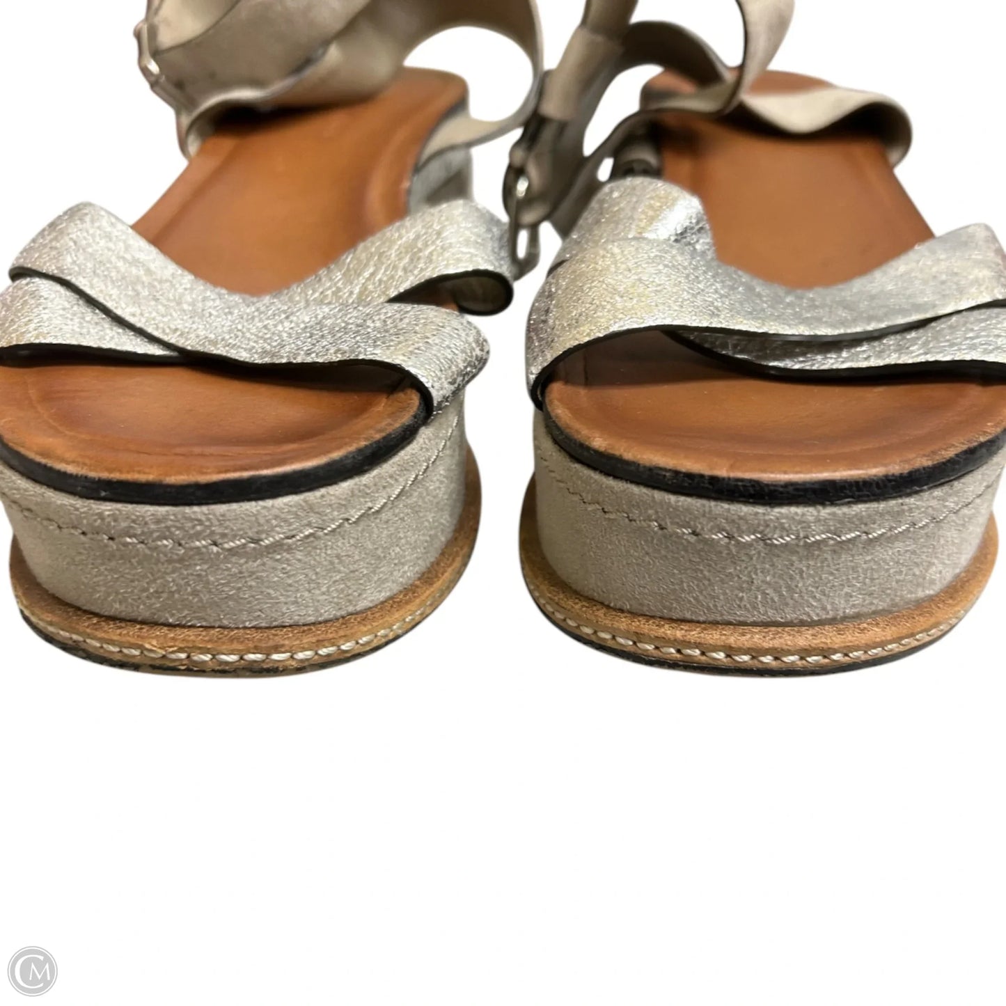 Sandals Flats By Elvio Zanon In Silver, Size: 8.5