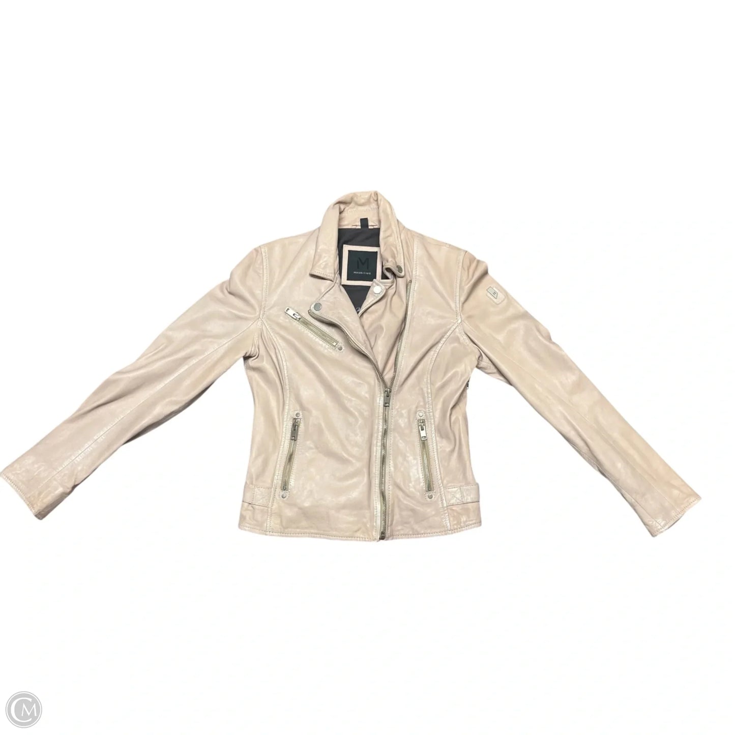 Jacket Moto Leather By Mauritius In Tan, Size: S