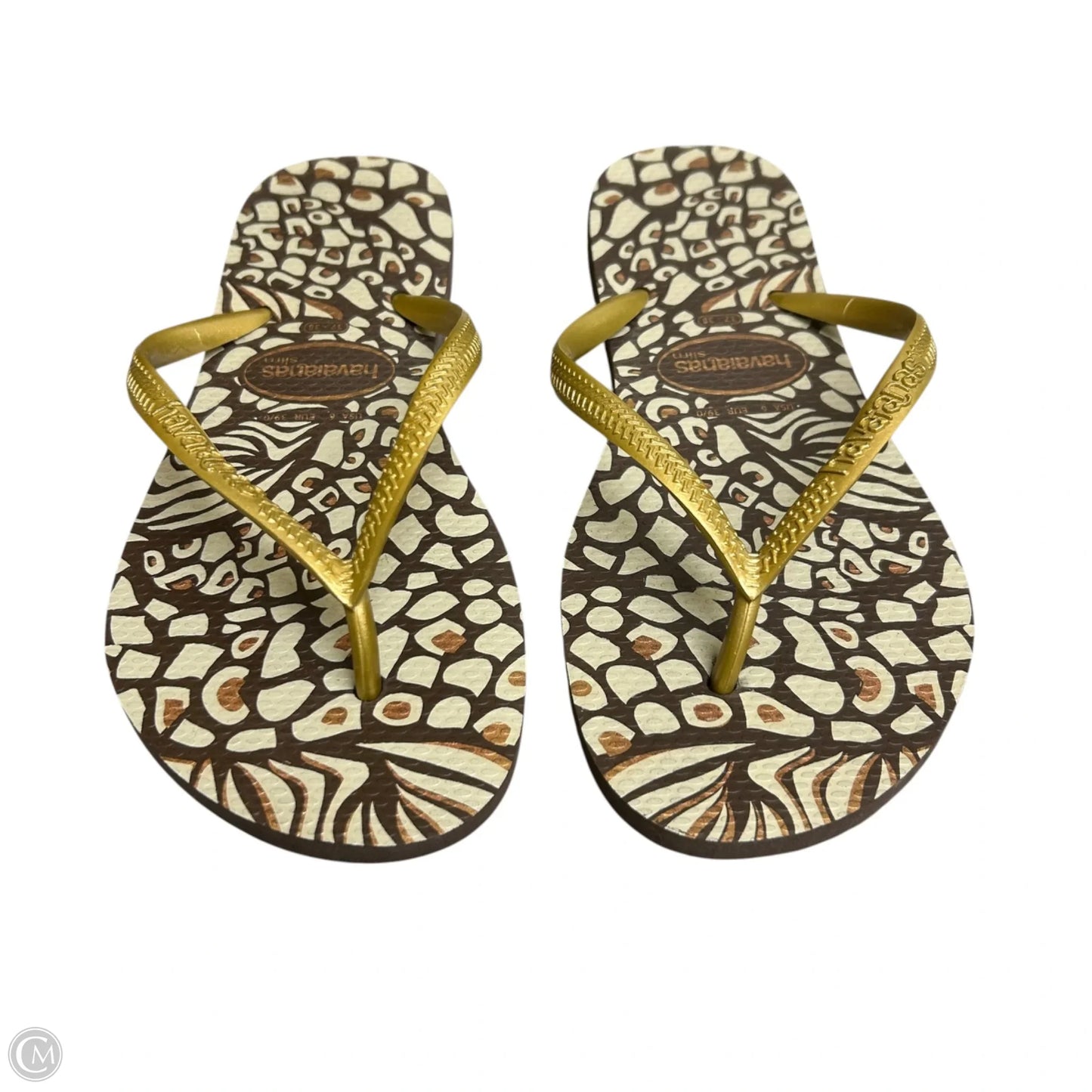 Sandals Flats By Havaianas In Brown & Gold, Size: 6