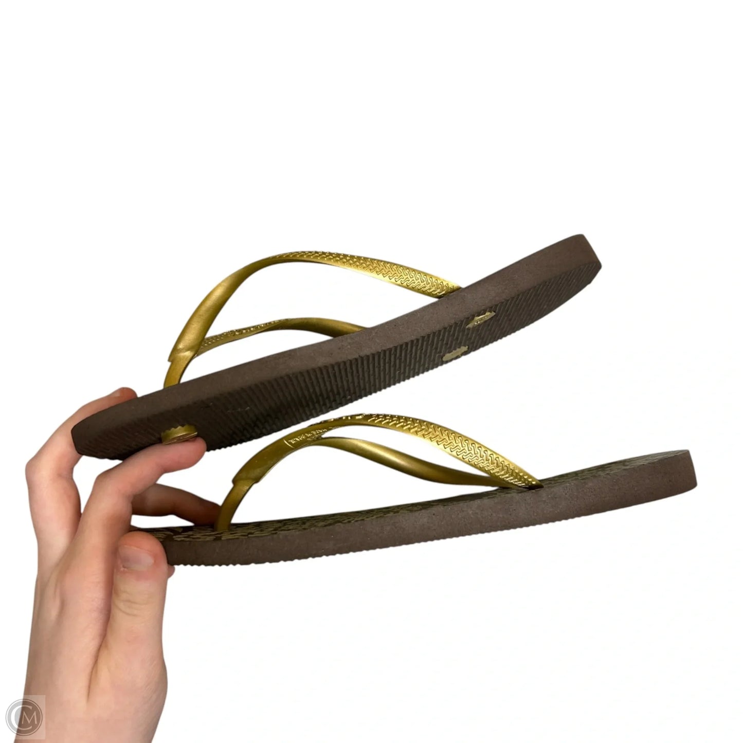 Sandals Flats By Havaianas In Brown & Gold, Size: 6