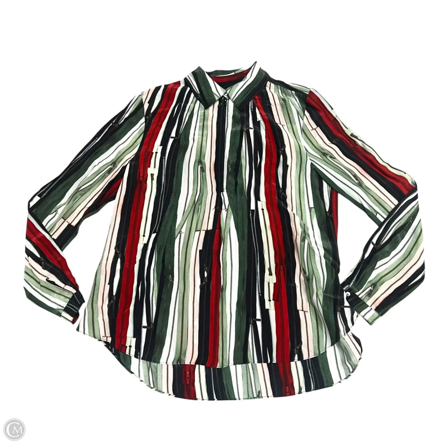 Top Long Sleeve By Nicole Miller In Green & Red, Size: S