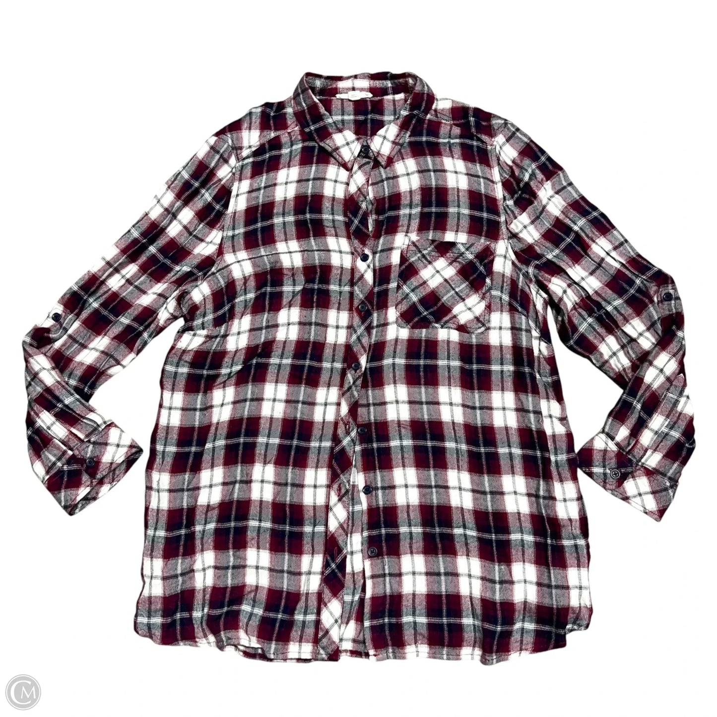 Top Long Sleeve By Beachlunchlounge In Blue & Red, Size: 1x