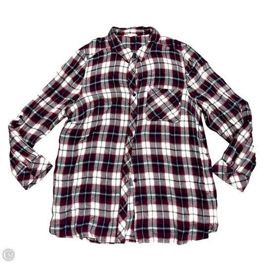 Top Long Sleeve By Beachlunchlounge In Blue & Red, Size: 1x