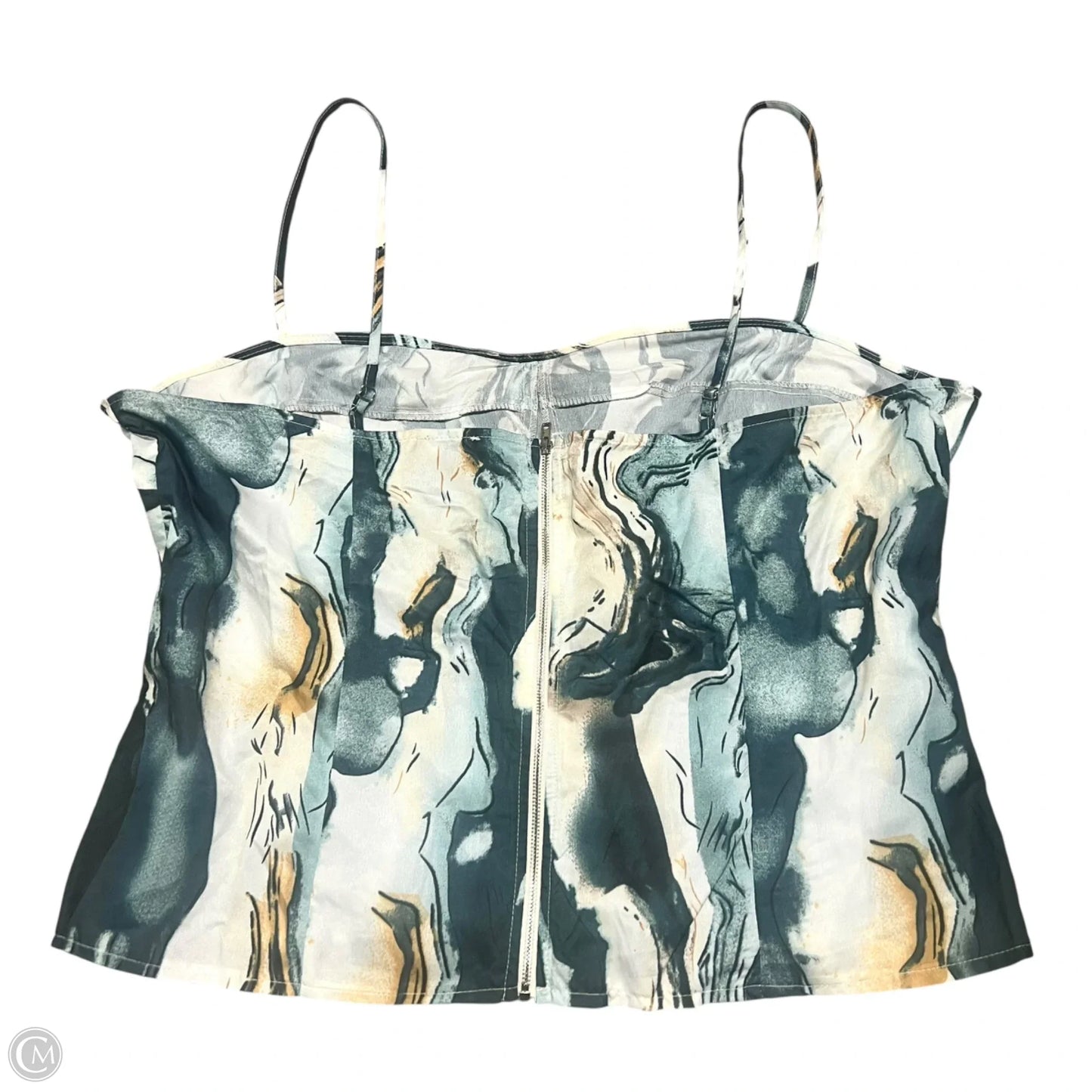 Top Sleeveless By Pretty Little Thing In Blue & Cream, Size: 1x