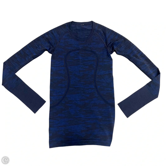 Athletic Top Long Sleeve Collar By Lululemon In Black & Blue, Size: S