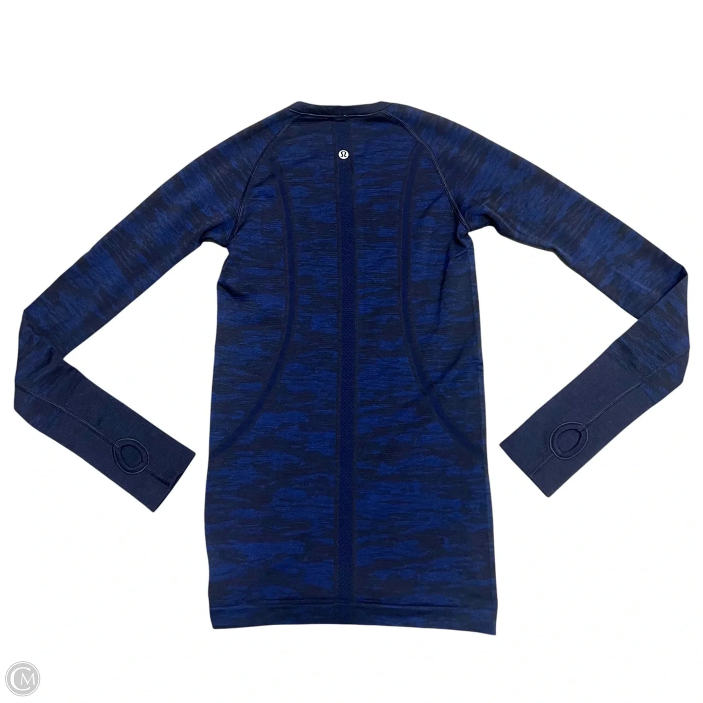 Athletic Top Long Sleeve Collar By Lululemon In Black & Blue, Size: S