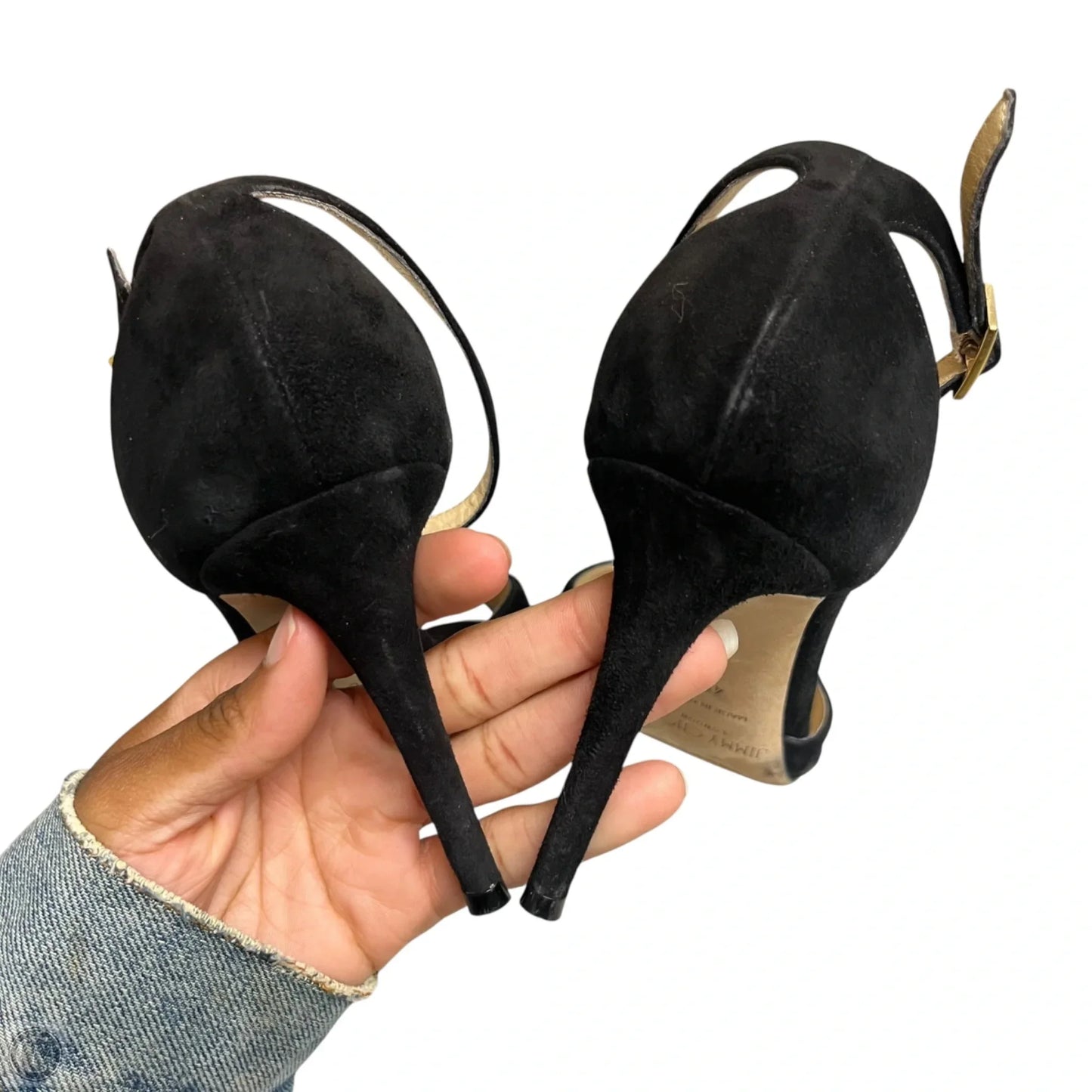 Sandals Luxury Designer By Jimmy Choo In Black, Size: 9.5