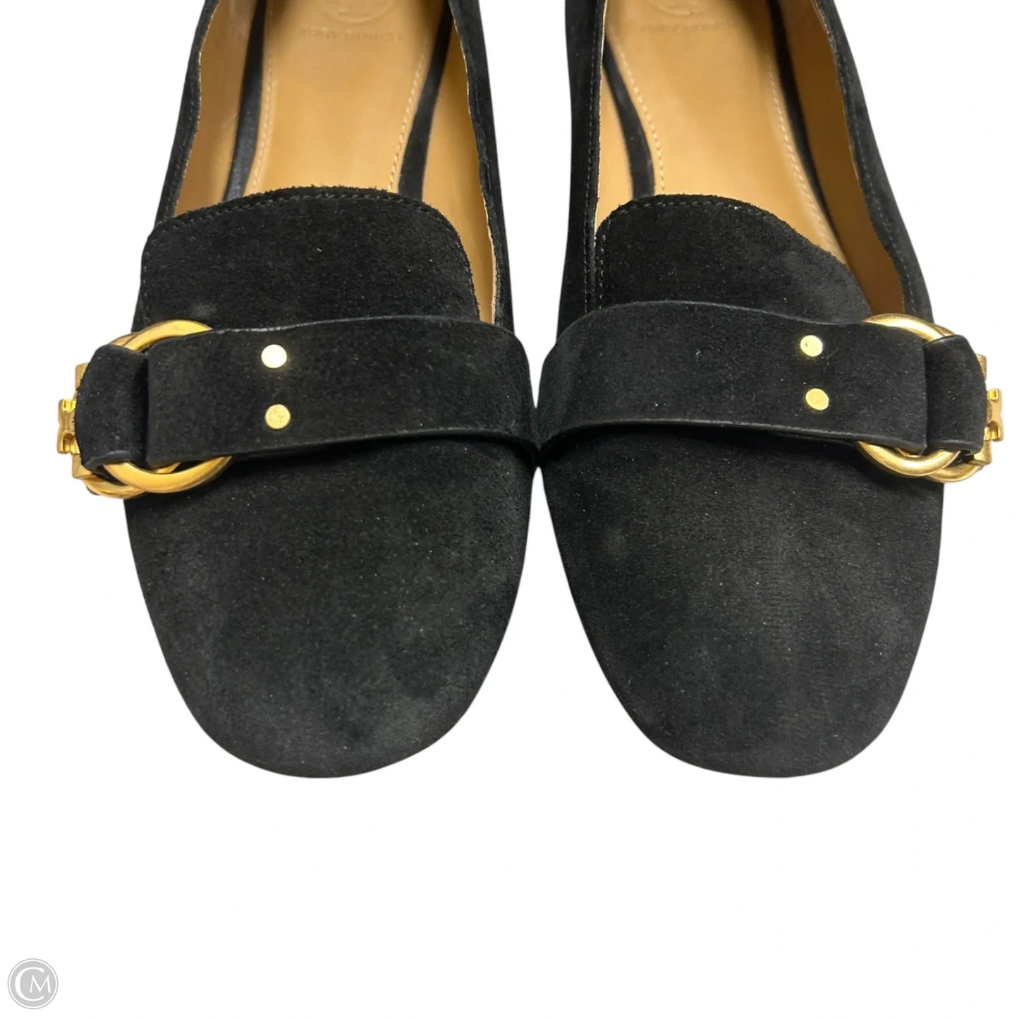 Shoes Designer By Tory Burch In Black & Gold, Size: 8.5