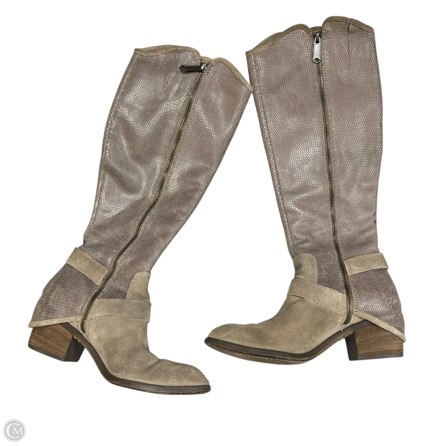 Boots Knee Heels By Donald Pliner In Taupe, Size: 8.5