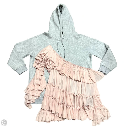 Sweatshirt Hoodie By Akira In Grey & Pink, Size: L