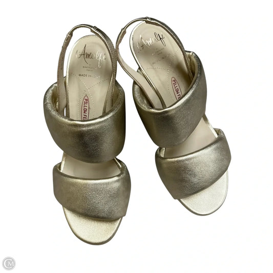Sandals Heels Block By Amalfi In Gold, Size: 6.5