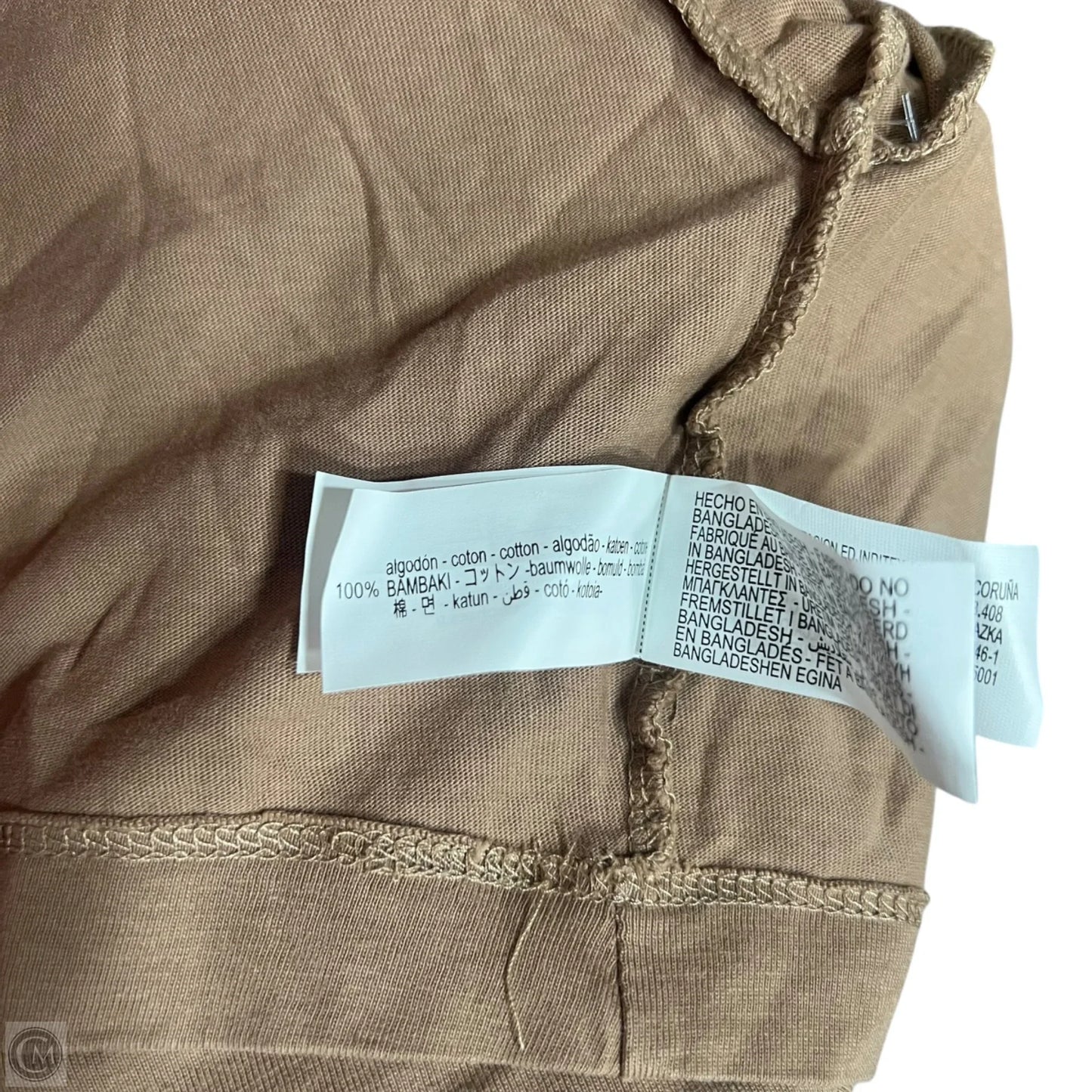 Top Short Sleeve Basic By Zara In Brown, Size: L