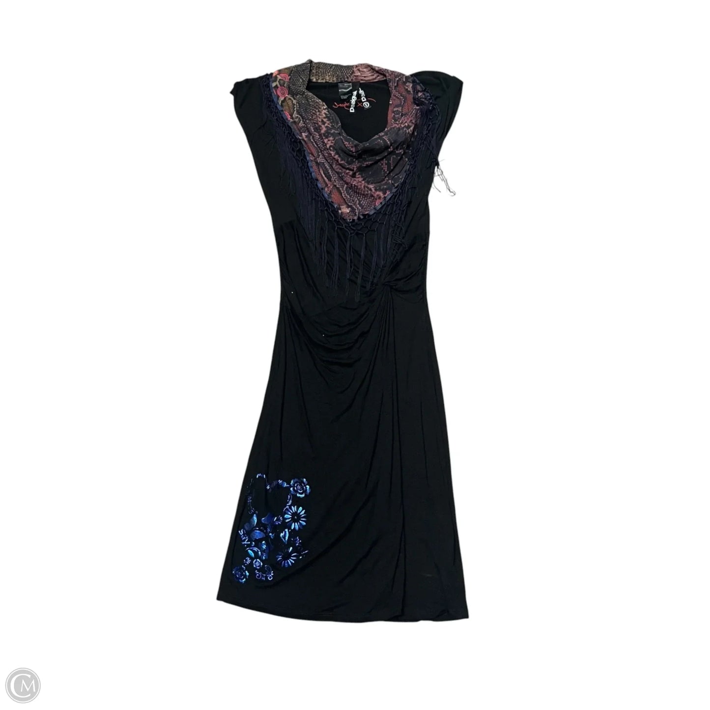 Dress Casual Short By Desigual In Black & Blue, Size: S