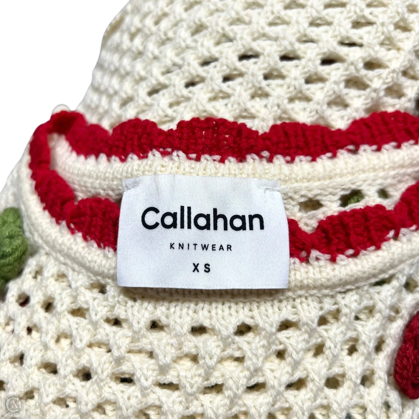 Top Sleeveless By Callahan In Cream & Red, Size: Xs