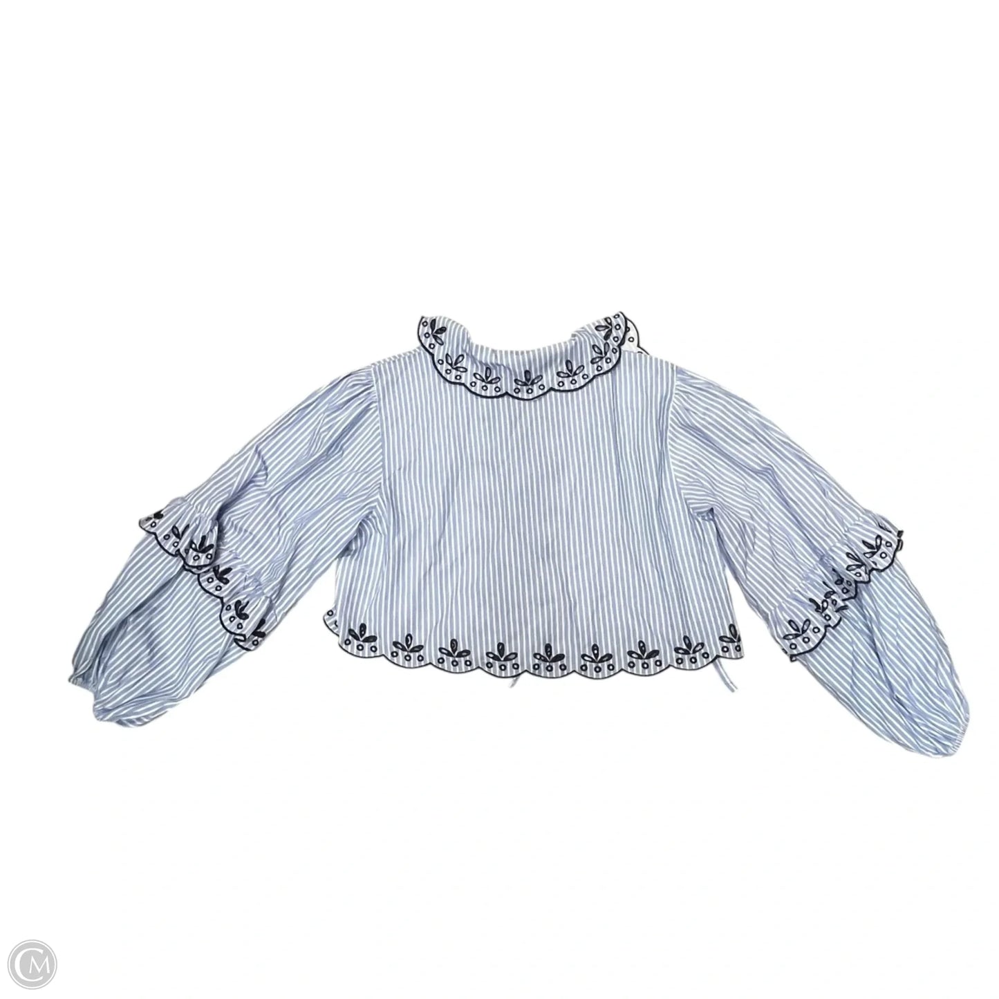 Top Long Sleeve By Maeve In Blue & White, Size: Osfm