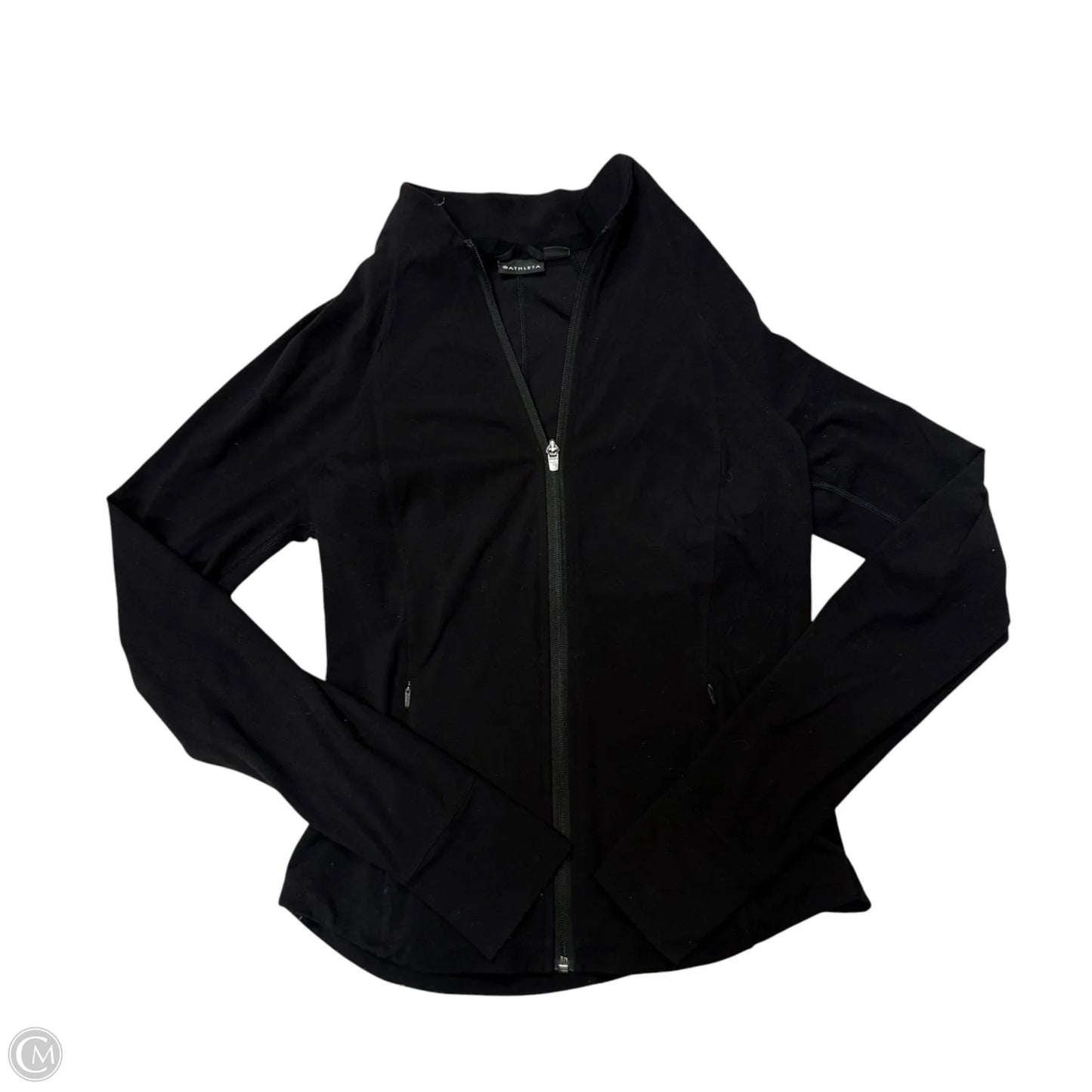 Athletic Top Long Sleeve Collar By Athleta In Black, Size: S