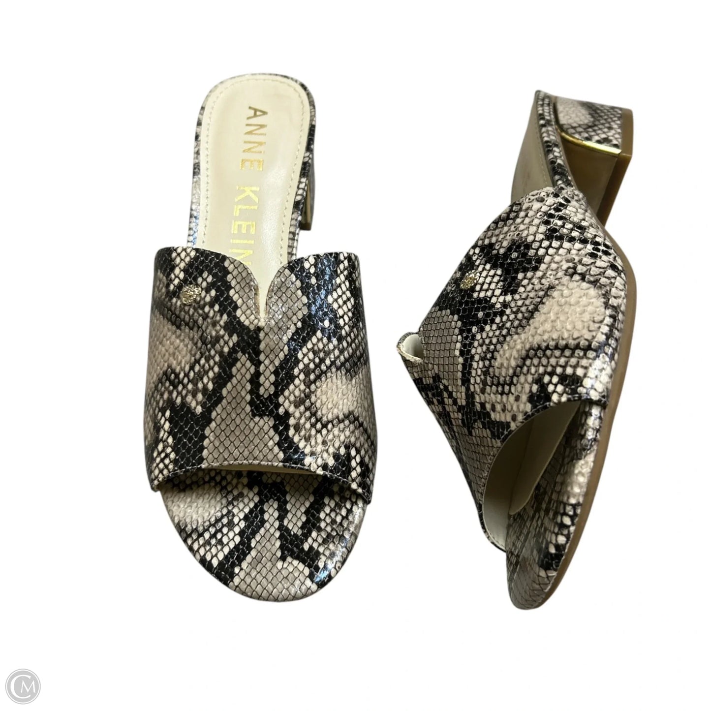 Sandals Heels Block By Anne Klein In Snakeskin Print, Size: 7.5