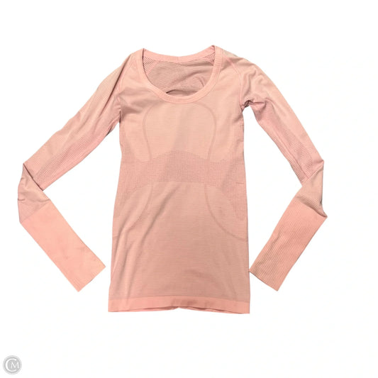 Athletic Top Long Sleeve Crewneck By Lululemon In Peach, Size: Xs