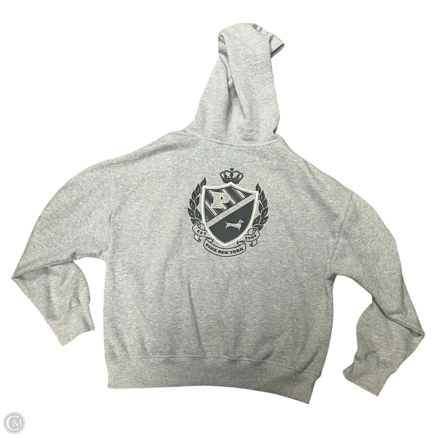 Sweatshirt Hoodie By Pink In Grey, Size: M