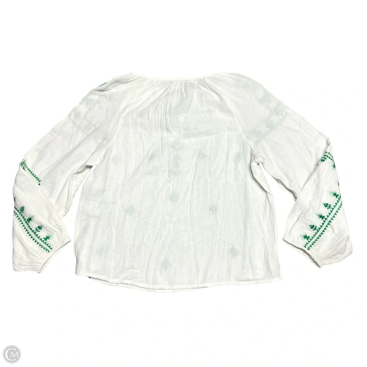 Top Long Sleeve By Molly Bracken In Green & White, Size: M