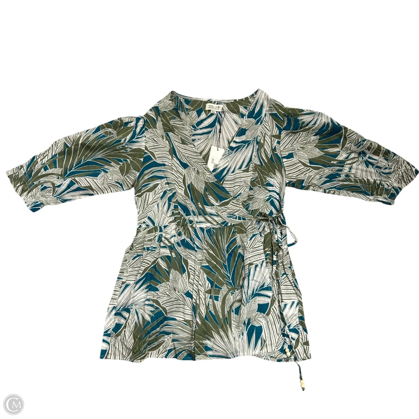 Top 3/4 Sleeve By Molly Bracken In Blue & Green, Size: Xl