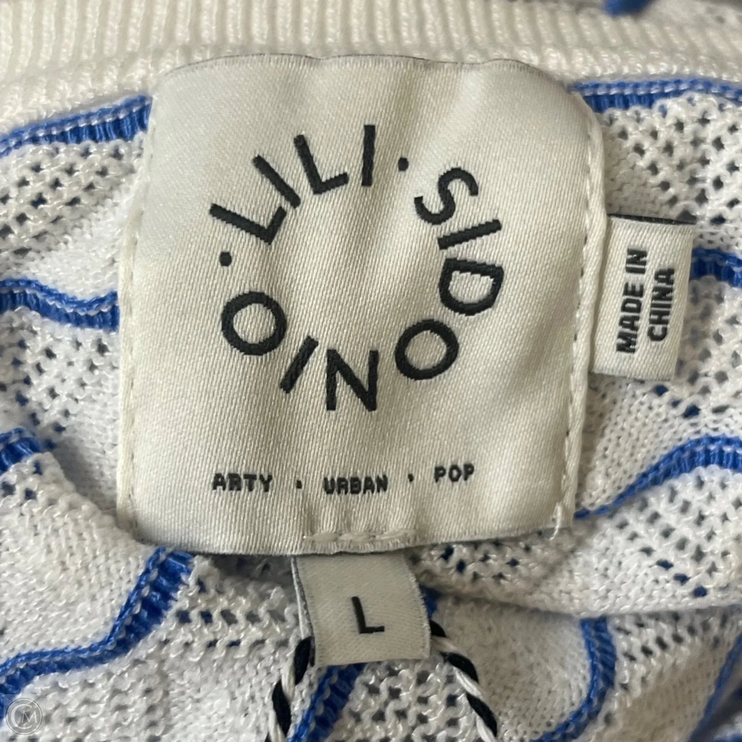 Top Sleeveless By Lili Sidonio In Blue & White, Size: L