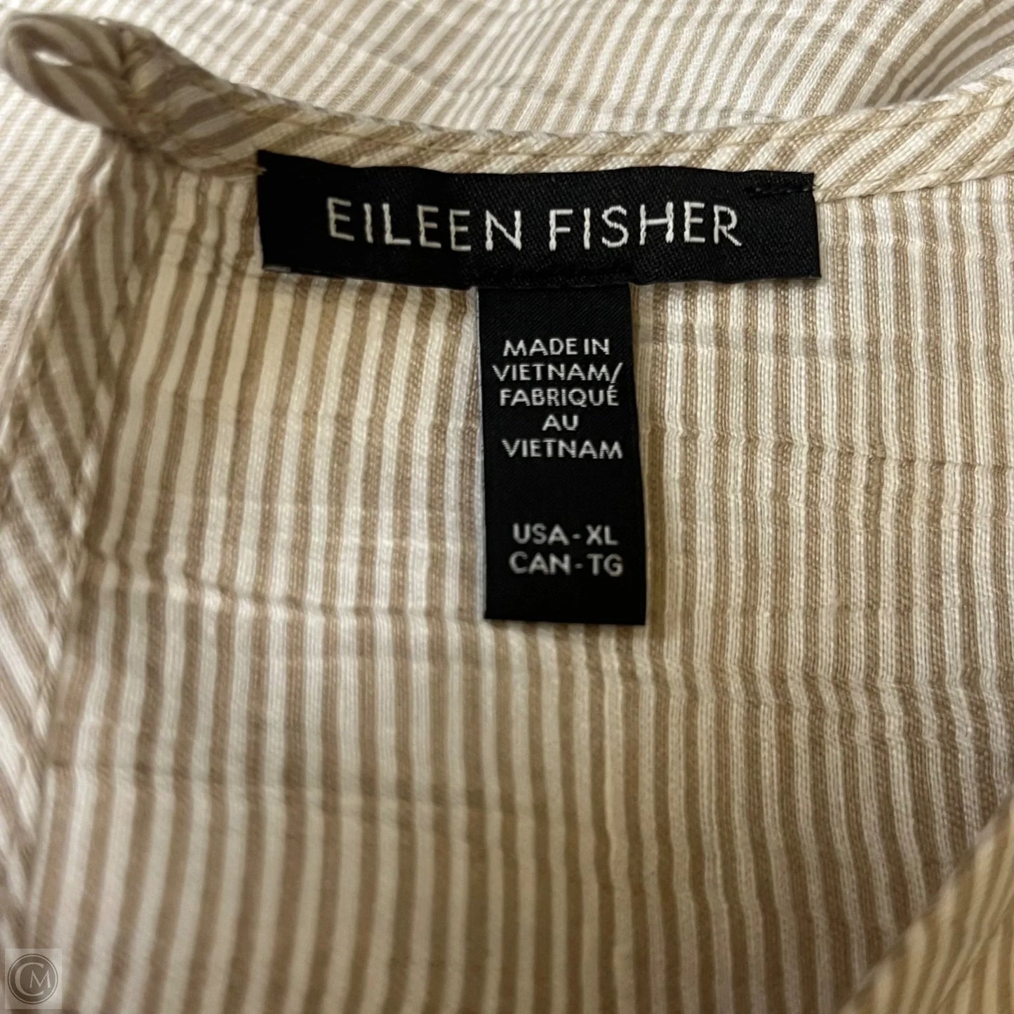 Top Sleeveless By Eileen Fisher In Tan & White, Size: Xl