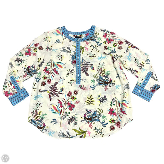 Top Long Sleeve By Talbots In Blue & Cream, Size: 2x
